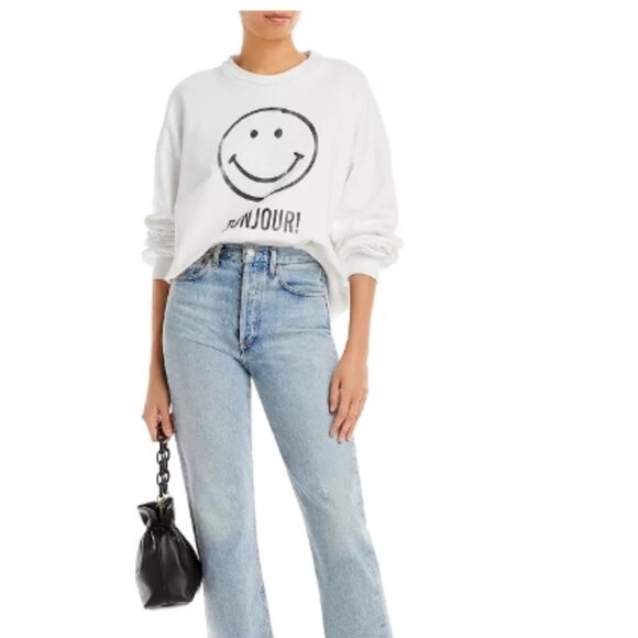 Cinq à Sept Bonjour Smiley Face Sweats à Sept Bonjour Smiley Face Sweatshirt - Picture 8 of 8